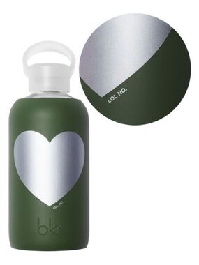 BKR Olive Green Bottle with Silver Heart; Limited Edition; Little 16 oz